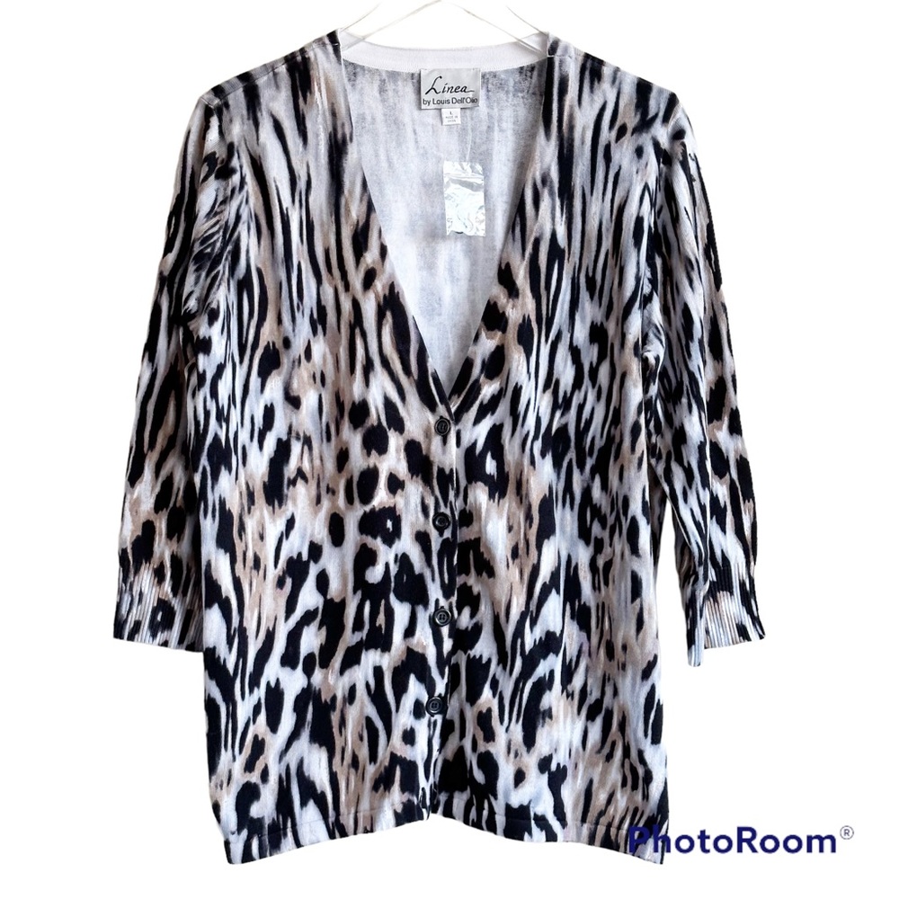 NWOT Linea by Louis Dell’Olio Animal Print Cardigan Size Large